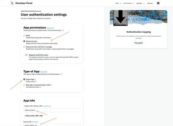 Screen where you can configure the User authentication
